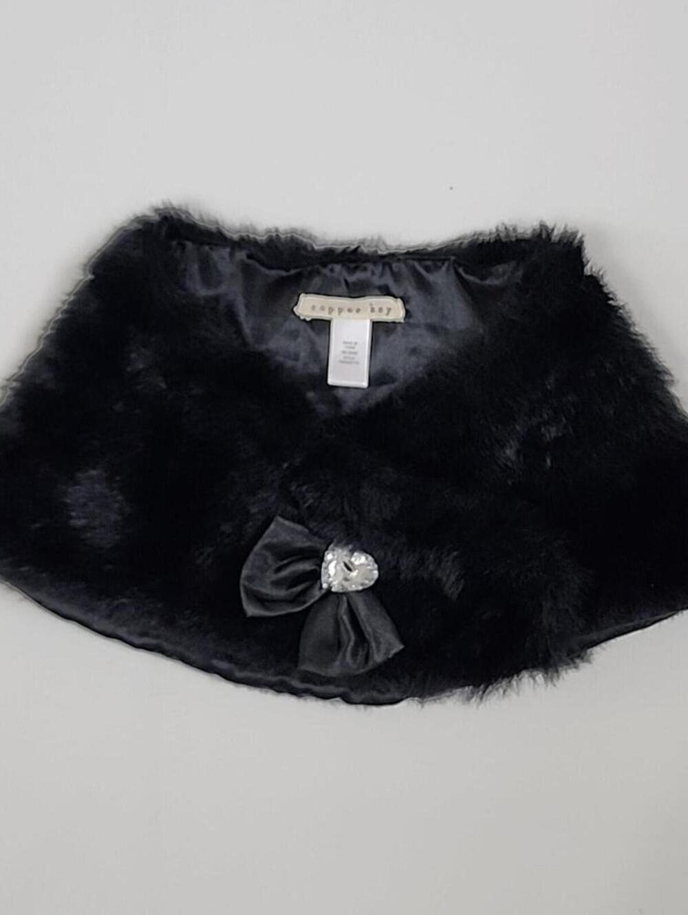 Copper Key Black Faux Fur Shawl